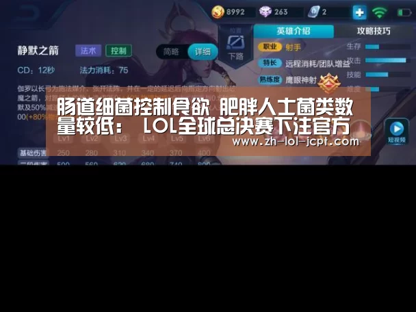 肠道细菌控制食欲 肥胖人士菌类数量较低: LOL全球总决赛下注官方网站(图2) LOL全球总决赛下注官方网站